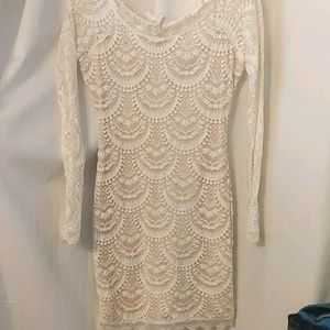 White knee length lace dress